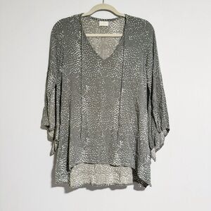 Gillia Hawaii - Grey and White Speckled Long Sleeve Blouse